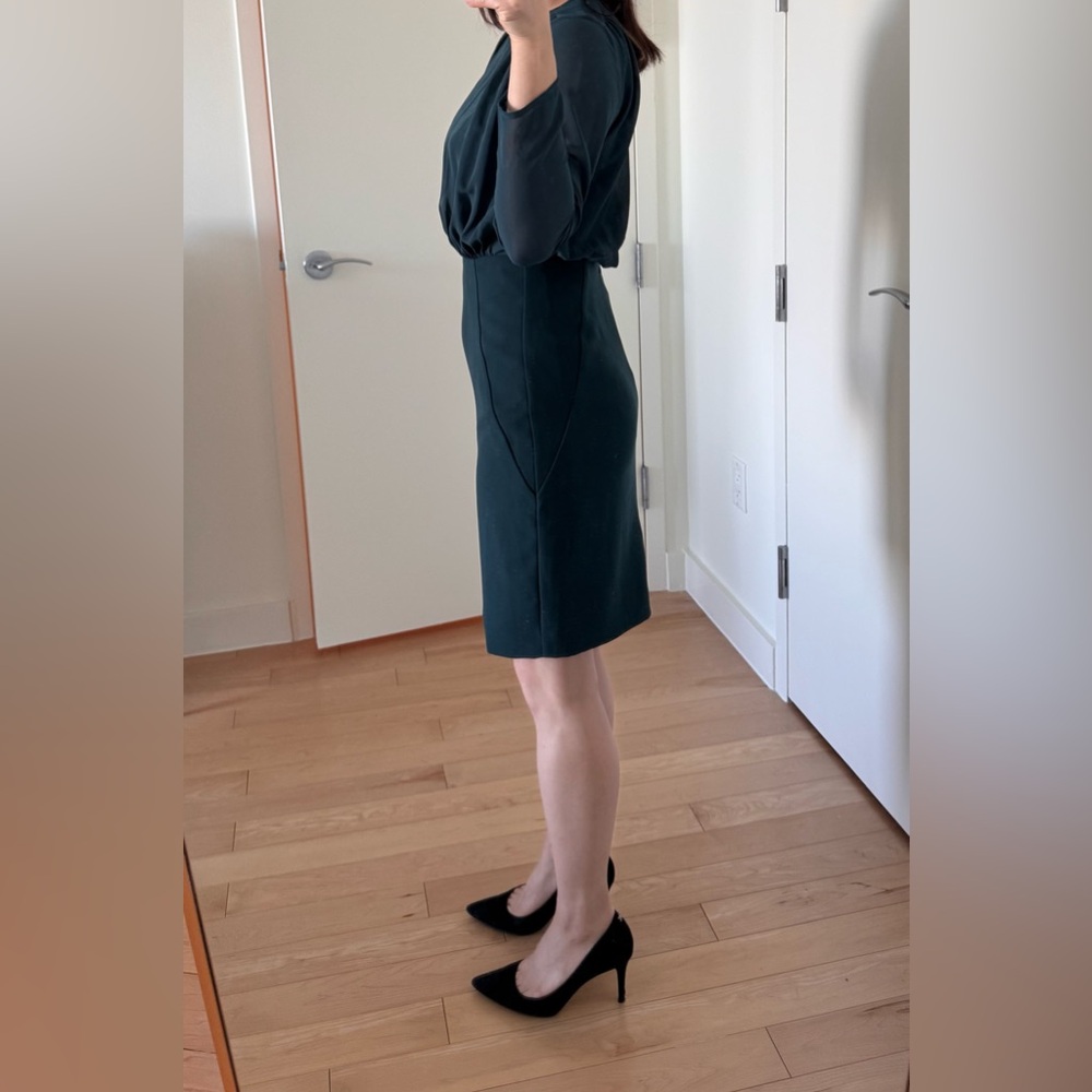 NWT Reiss LORNA Long Sleeve Dress - Deep Emerald (UK 4 / US 0) - Picture 3 of 7